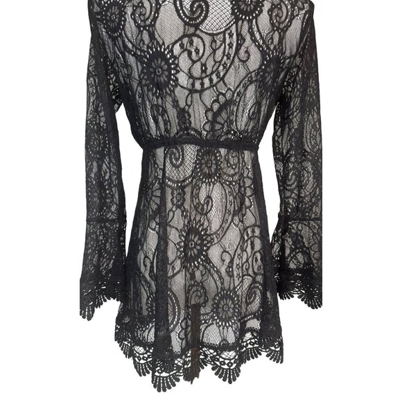 NEW Boho Gypsy XL Beach Goddess Swim Cover Up Black - Picture 7 of 13